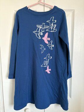 Tea Collection blue bird long sleeve dress  Size 7